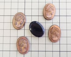 画像3: ns360/ヴィンテージ/ドイツ/ガラスカメオ/ブロンズ/約25×18mm(1個） (3)