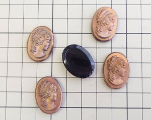 画像3: ns360/ヴィンテージ/ドイツ/ガラスカメオ/ブロンズ/約25×18mm(1個）