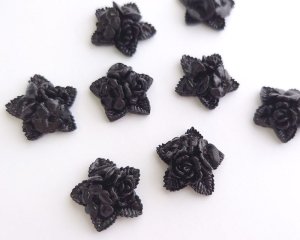 画像1: ヴィンテージ/日本/プラスチック/スターフラワー/ブラック/16mm(1個)