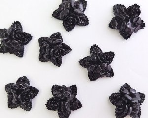 画像2: ヴィンテージ/日本/プラスチック/スターフラワー/ブラック/16mm(1個)