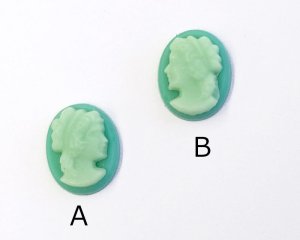 画像2: ns363/ヴィンテージ/ドイツ/ガラスカメオ/グリーン/約10×8mm