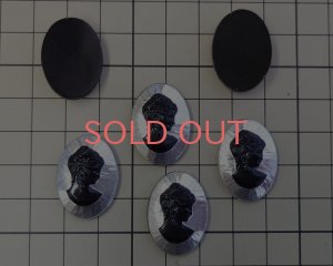 画像3: ns364/ヴィンテージ/ドイツ/ガラスカメオ/ブラック×シルバーB/約25×18mm