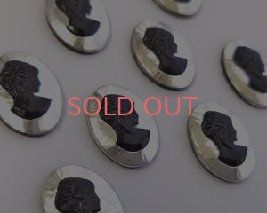 画像2: ns364/ヴィンテージ/ドイツ/ガラスカメオ/ブラック×シルバーB/約25×18mm