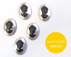 画像1: ns364/ヴィンテージ/ドイツ/ガラスカメオ/ブラック×シルバーB/約25×18mm (1)