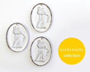 画像1: ns366/ヴィンテージ/ドイツ/ガラスインタリオペンダント/アダムとイブ約40×30mm（1個）