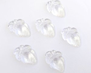 画像1: ヴィンテージ/ドイツ/ガラスカボション/苺/フォイルなし/約14×12mm(1個)