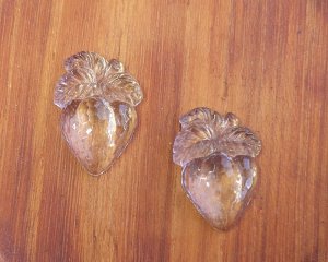 画像3: ヴィンテージ/ドイツ/ガラスカボション/苺/フォイルなし/約14×12mm(1個)