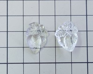 画像4: ヴィンテージ/ドイツ/ガラスカボション/苺/フォイルなし/約14×12mm(1個)