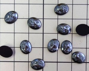 画像2: ns368/ヴィンテージ/ドイツ/ガラスカボション/プチサイズ/ヘマタイト（1個）