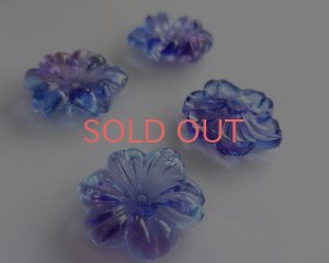 画像3: ns357/ヴィンテージ/ドイツ/ガラス/ブルーパープルフラワー/約22mm/(1個)