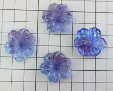 画像2: ns357/ヴィンテージ/ドイツ/ガラス/ブルーパープルフラワー/約22mm/(1個) (2)