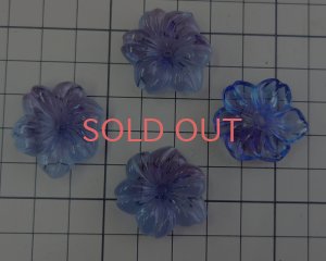 画像2: ns357/ヴィンテージ/ドイツ/ガラス/ブルーパープルフラワー/約22mm/(1個)