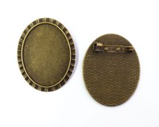 画像1: メタルブローチセッティング/40×30mmオーバル用/金古美(１個) (1)