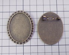 画像2: メタルブローチセッティング/40×30mmオーバル用/金古美(１個) (2)