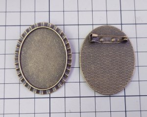 画像2: メタルブローチセッティング/40×30mmオーバル用/金古美(１個)