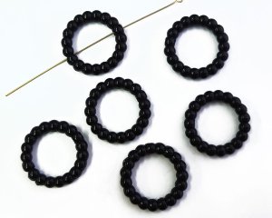 画像1: プラスチックビーズ/ブラックドットリング(2個)
