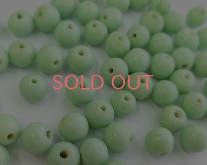 画像1: ヴィンテージ/日本/ランプワークビーズ/ライトグリーンストライプラウンド(6個)