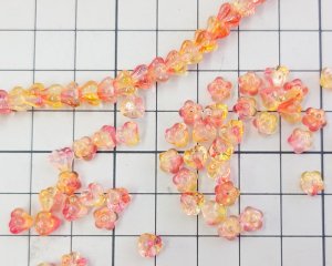 画像2: チェコガラスビーズ/ミニベルフラワー/オレンジイエローミックス(10個）