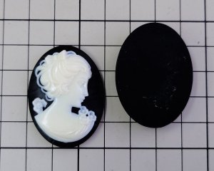 画像2: ns370/ヴィンテージ/ドイツ/プラスチックカメオ/ブラック/約40×30mm