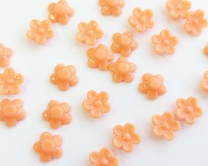 画像1: ヴィンテージ/ドイツ/プラスチック/フラワーパーツ/コーラル(4個)