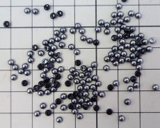 画像2: ns371/ヴィンテージ/ガラスカボション/ヘマタイト/約3mm(10個) (2)