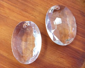 画像1: ヴィンテージ/日本/アクリル/クリアジュエルペンダント/約25×18mm（1個）