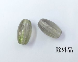 画像3: チェコガラスビーズ/リブオーバル/グレイ×グリーン/約13×7mm(2個)
