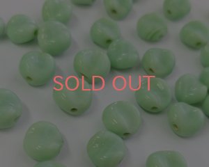 画像1: ヴィンテージ/日本/ランプワークビーズ/ライトグリーンストライプ/ひねり（4個）