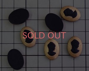 画像2: ns376/ヴィンテージ/ドイツ/ガラスカメオ/ブラック×マットゴールド/約18×13mm