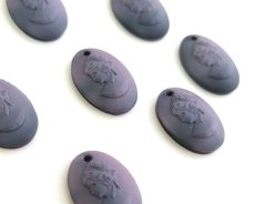 画像2: ns375/ヴィンテージ/ドイツ/ガラスカメオペンダント/ピンクブラック/約18×13mm（1個） (2)