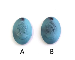 画像2: ns375/ヴィンテージ/ドイツ/ガラスカメオペンダント/ブルーブラック/約18×13mm（1個）