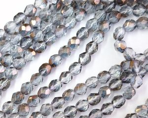 画像1: チェコガラスビーズ/ファイアポリッシュ/6mm/クリスタルバレンチニット(10個）
