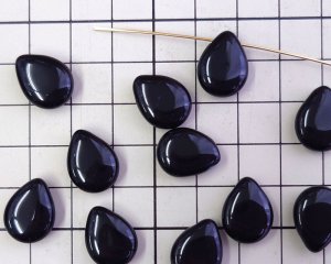 画像3: チェコガラスビーズ/横穴ドロップ/オペークブラック/約12×16mm(2個)