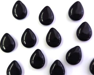 画像2: チェコガラスビーズ/横穴ドロップ/オペークブラック/約12×16mm(2個)