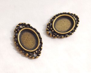 画像1: 金古美セッティング/メタル/内径10×8mmオーバル(1個)