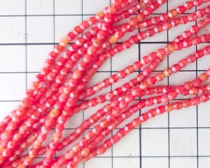 画像2: チェコガラスビーズ/ファイアポリッシュラウンド/コーラルマーブル/3mm(20個)