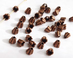 画像1: メタルキャップ/カヌレ/銅古美/約5mm（2個）