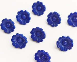 画像1: ヴィンテージ/ドイツ/プラスチック/レトロフラワー/ネイビー(1個)