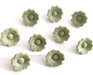 画像1: ヴィンテージ/ドイツ/プラスチック/レトロフラワー/セージグリーン(1個)