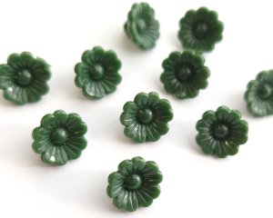 画像1: ヴィンテージ/ドイツ/プラスチック/レトロフラワー/モスグリーン(1個)