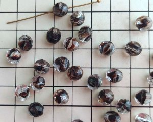 画像2: チェコガラスビーズ/ファイアポリッシュ/8mm/クリア×ブラウンストライプ(6個）
