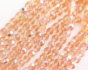 画像1: チェコガラスビーズ/ファイアポリッシュ/6mm/ロザリンオーロラ(10個）