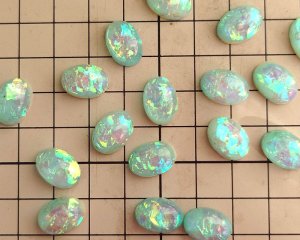 画像2: デッドストック/日本/樹脂カボション/ミントホログラム/約14×10mm(1個)