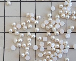 画像2: ns371/ヴィンテージ/ガラスカボション/パール/約3mm(10個)