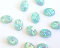 画像1: デッドストック/日本/樹脂カボション/ミントホログラム/約14×10mm(1個) (1)