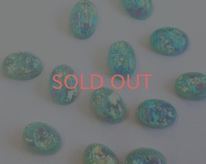 画像1: デッドストック/日本/樹脂カボション/ミントホログラム/約14×10mm(1個)