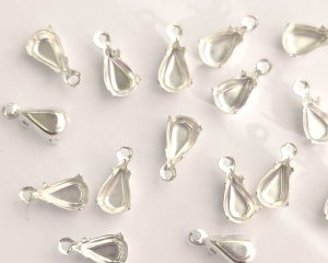 画像1: 8×4.8mmドロップ用/ブラスセッティング/クローズドバック/1リング/シルバー(1個)