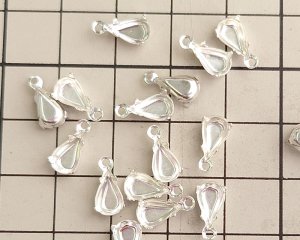 画像2: 8×4.8mmドロップ用/ブラスセッティング/クローズドバック/1リング/シルバー(1個)