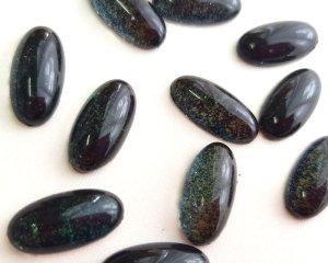 画像1: ヴィンテージ/ガラス/サーモオーバル/約18×9mm(1個)