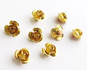 画像1: メッキなし真鍮/薔薇パーツ/Sサイズ/約8mm（1個）